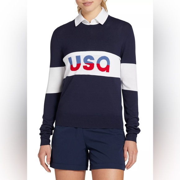 Walter Hagen “USA” Women's Lightweight Crew Golf Sweater Medium, NWT—4th of July - Picture 1 of 6
